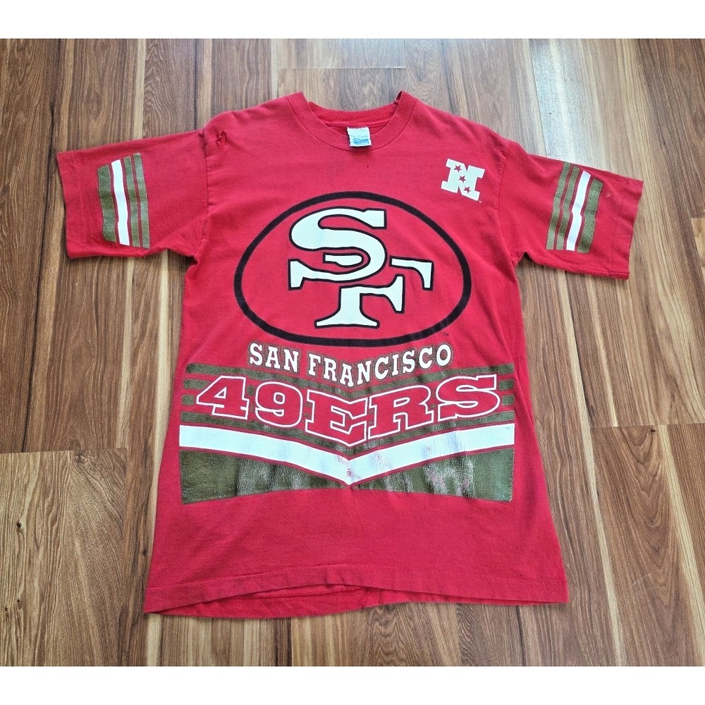 Vintage Salem San Francisco 49ers All Over Double Sided T Shirt Medium NFL